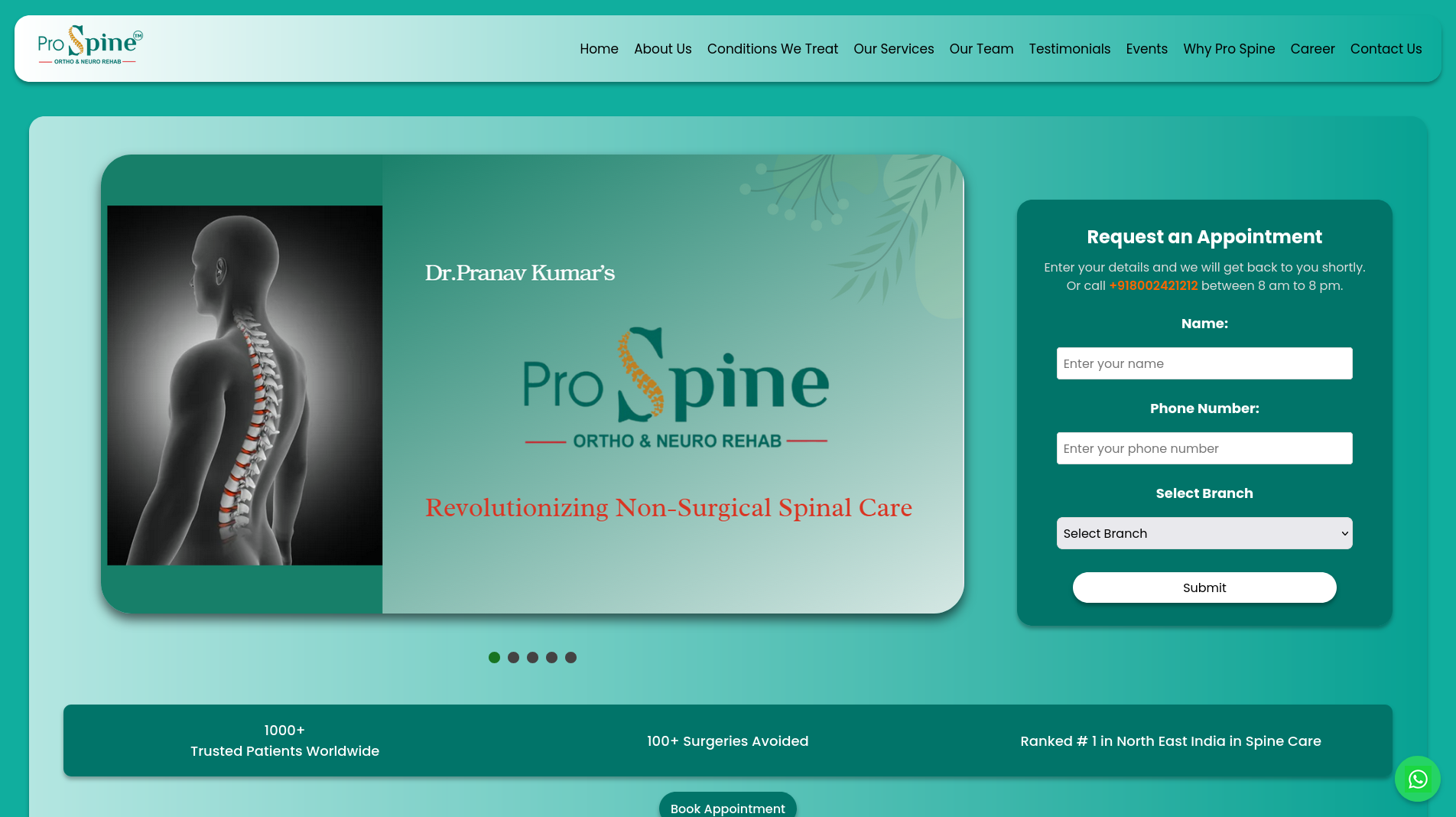 ProSpine Healthcare Website
