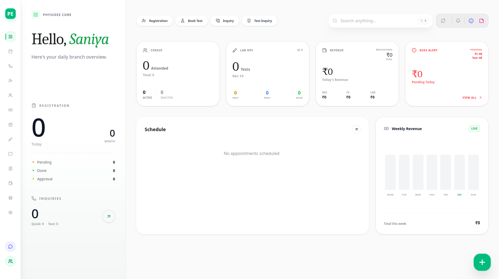 PhysioEZ Desktop Dashboard